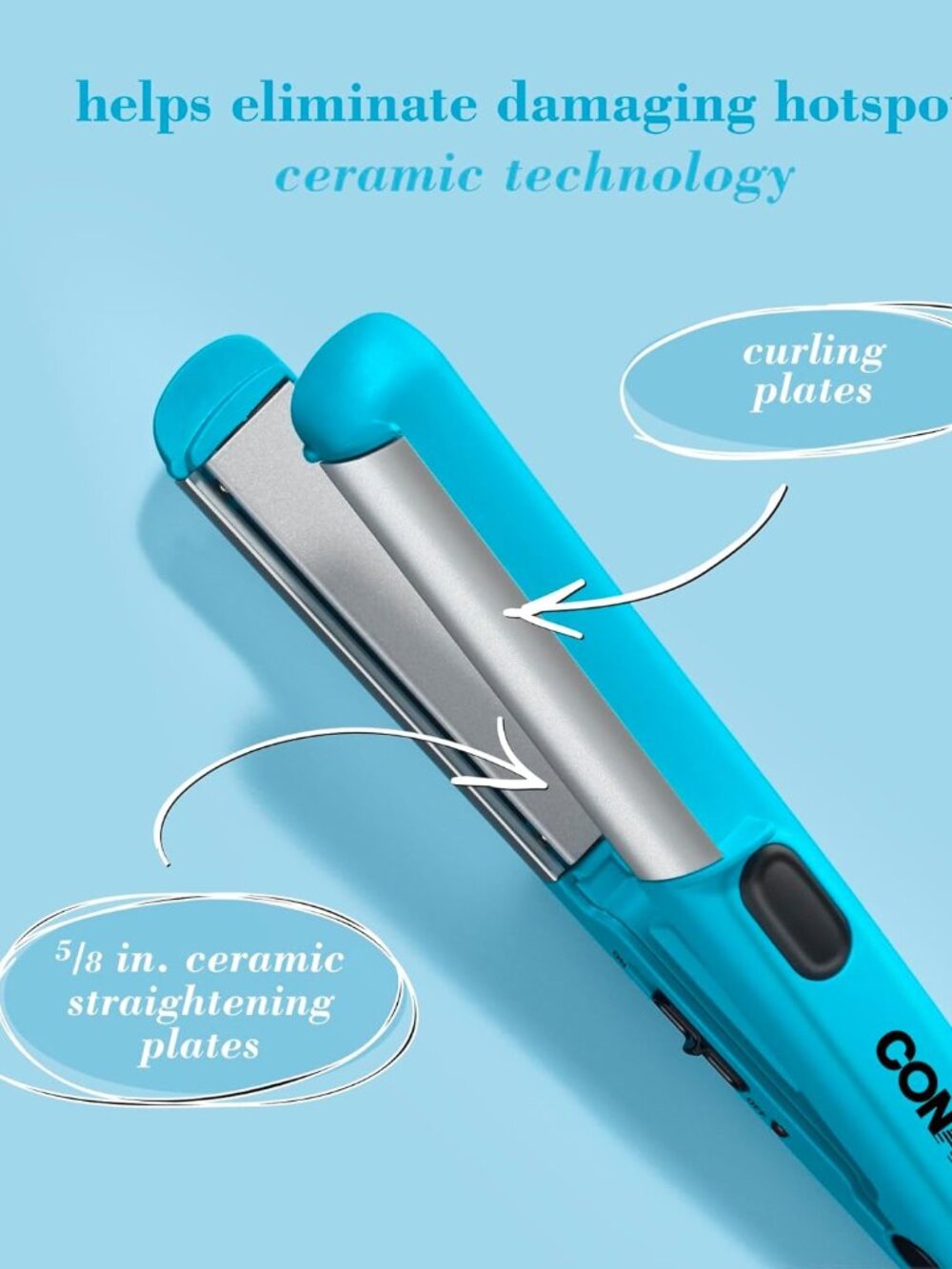 NEW Conair Mini Dual Deluxe Styler; Add Curls or Waves or Straighten; On-The-Go
